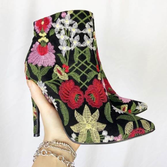 JustFab Shoes - Just Fab floral embroidered ankle boots 8